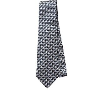 Piattelli Platinum Tie Mens One Size Blue Geometric Classic Woven Silk‎ Necktie